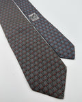 Hermès Paris Silk Tie 898 PA Geometric Grey Red Necktie Made in France