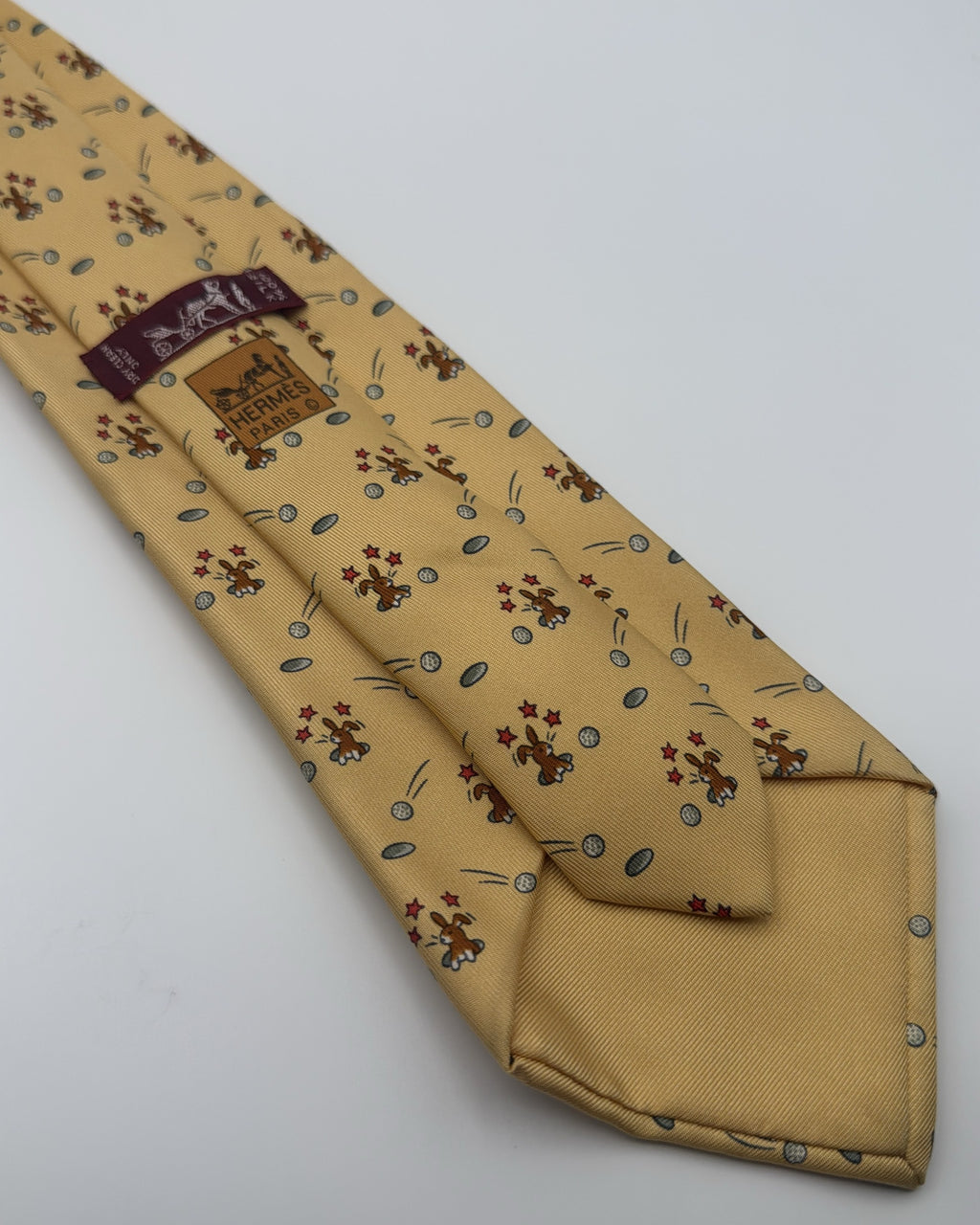 Hermès Paris Silk Tie 7956 EA Animal Yellow Necktie Made in France