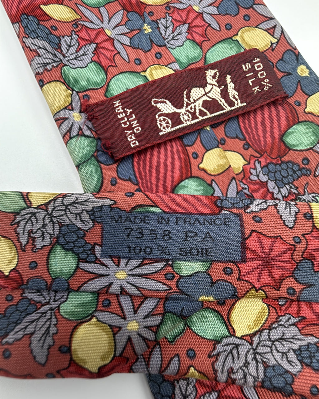 Vintage Hermès Paris Silk Tie 7358 PA Novelty/Motif Flowers Red Multicolor