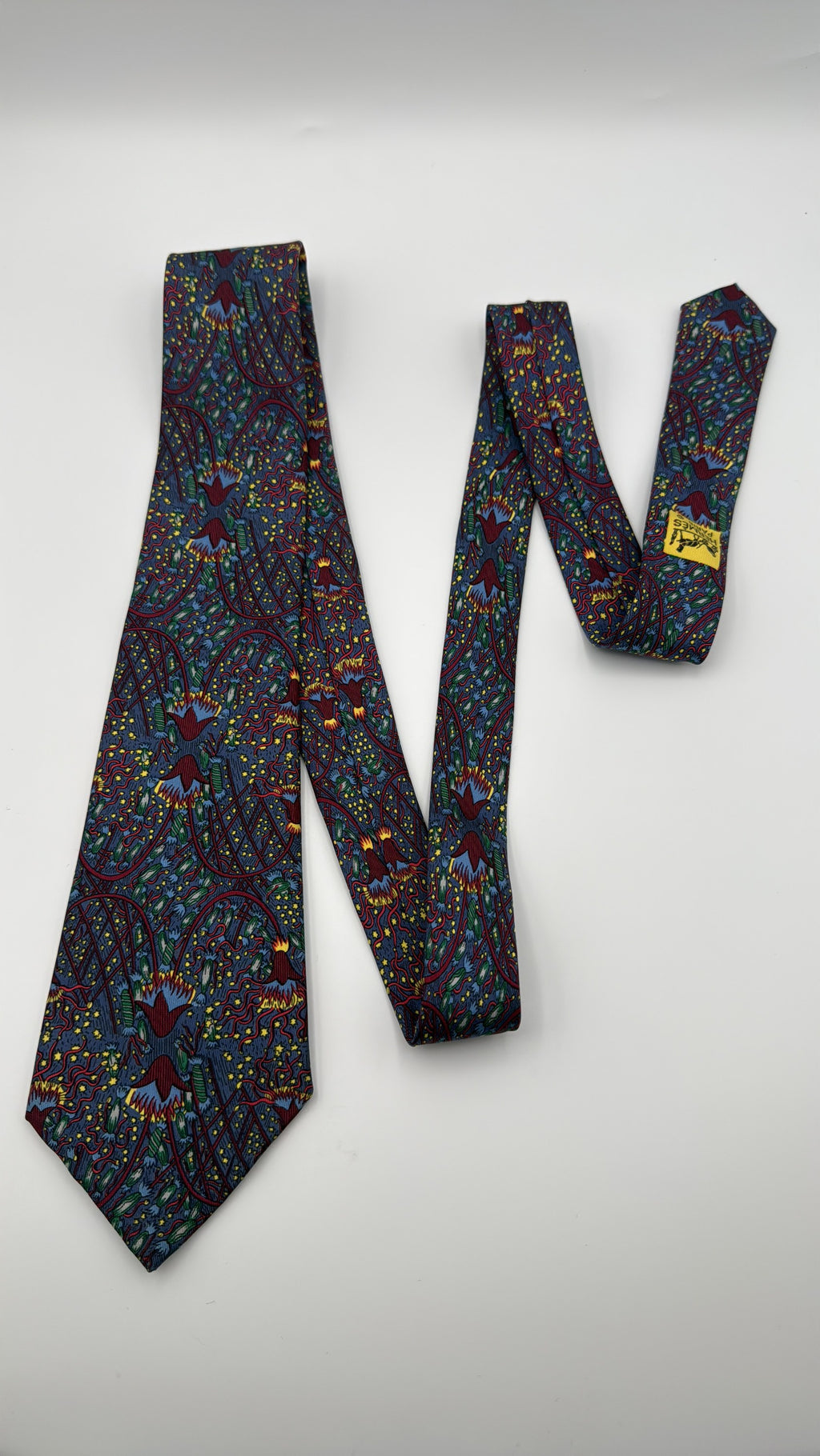 Hermès Paris Silk Tie 7048 TA Novelty/Motif Navy Multicolor Necktie
