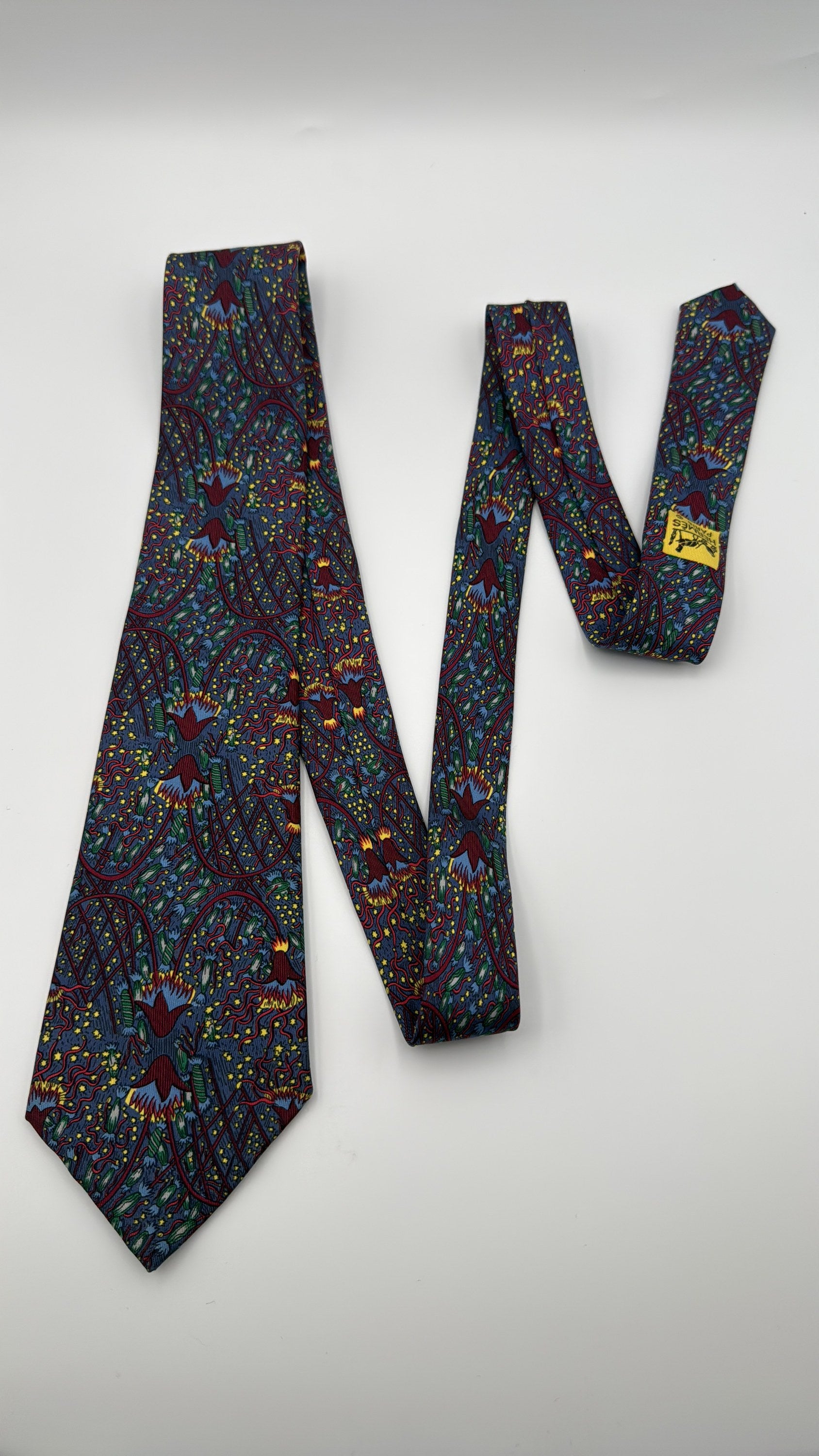 Hermès Paris Silk Tie 7048 TA Novelty/Motif Navy Multicolor Necktie