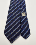 Hermès Paris Silk Tie 7041 TA Striped Navy Blue Necktie Made in France