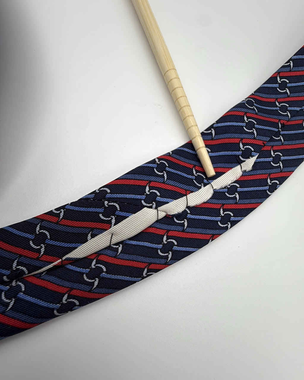 Vintage Hermès Paris Silk Tie Striped Navy Necktie