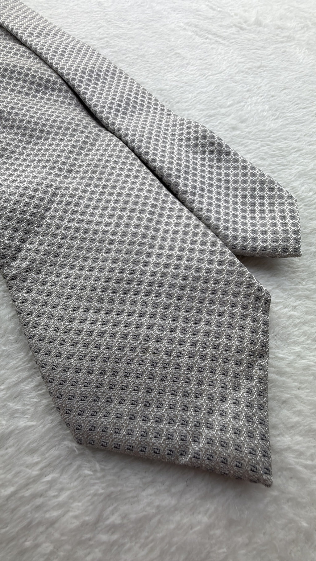 Fendi Silk Tie Fendi Ff Logo Grey Black Necktie Made in Italy