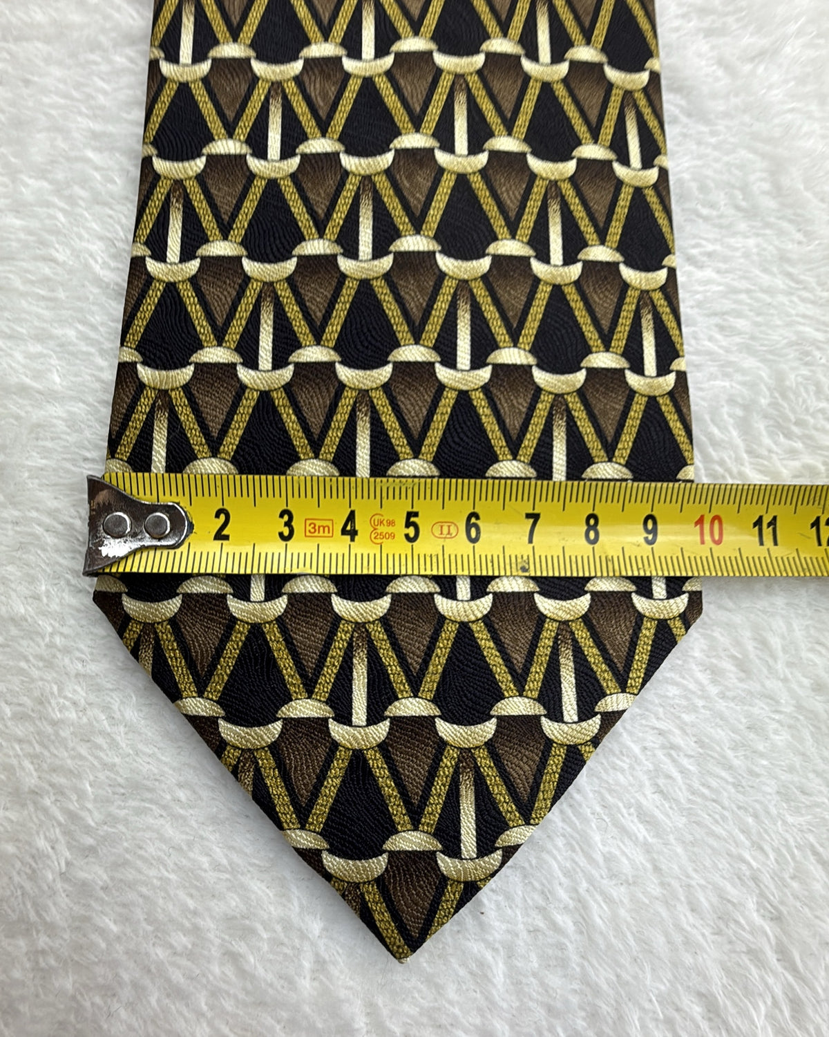Career Silk Tie Geometric Multicolor Black Necktie Made in Italy