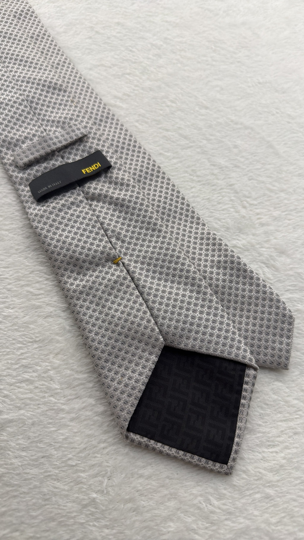 Fendi Silk Tie Fendi Ff Logo Grey Black Necktie Made in Italy