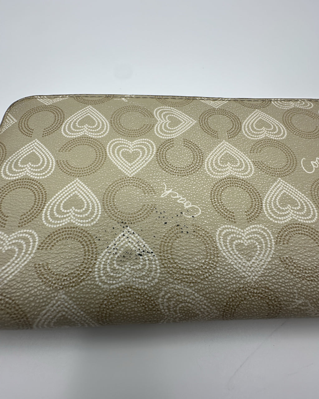 Vintage Coach Wallet Coated Canvas Beige Pink
