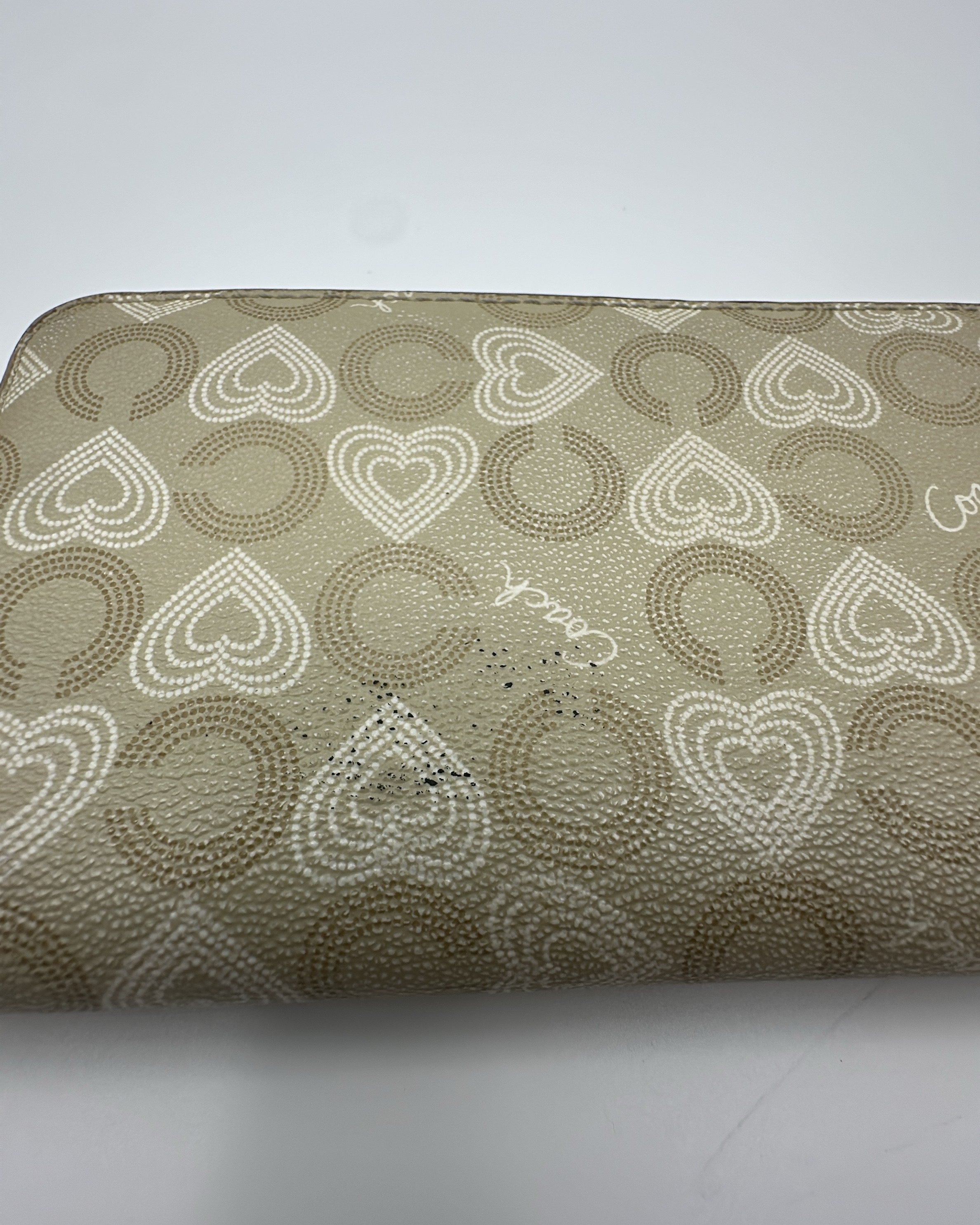 Vintage Coach Wallet Coated Canvas Beige Pink