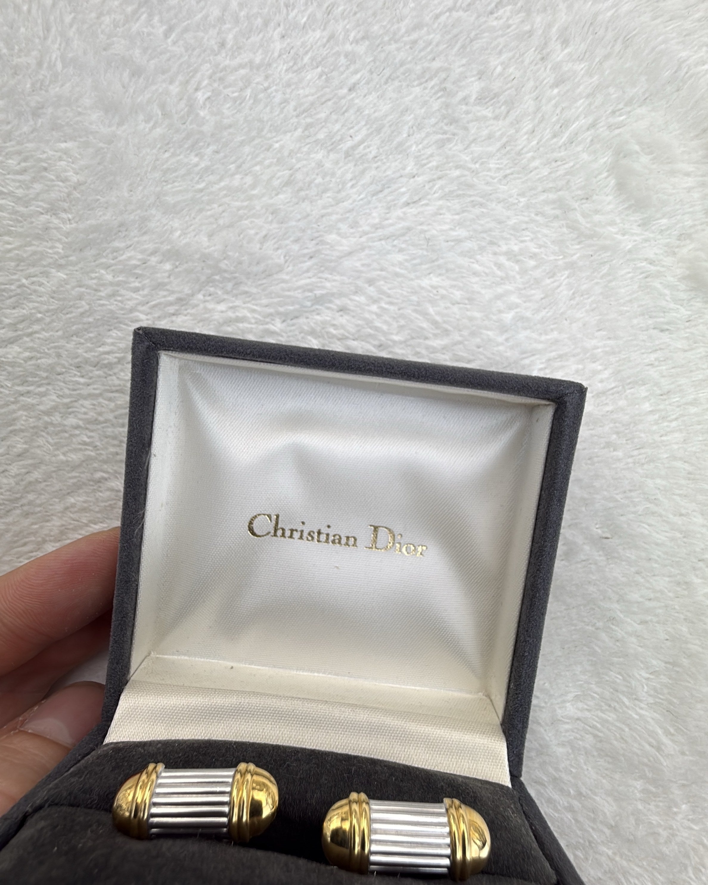Vintage Christian Dior Cufflink Stainless Steel Silver Gold Made in Germany