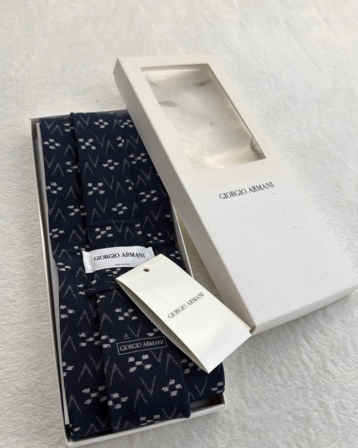 Giorgio Armani Silk Tie Abstract Navy Necktie