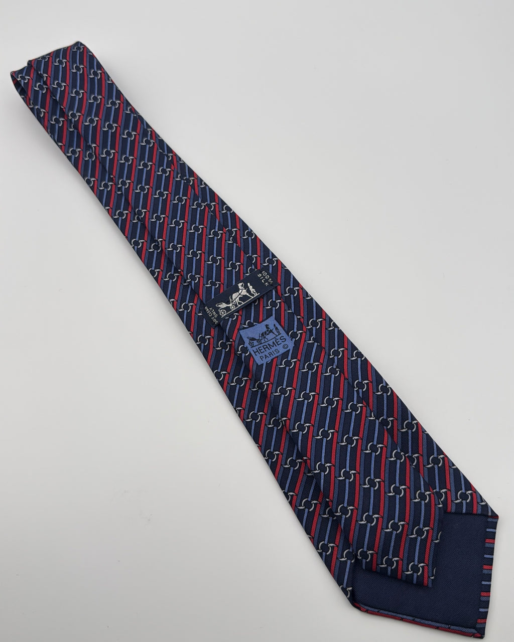 Vintage Hermès Paris Silk Tie Striped Navy Necktie