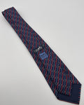 Vintage Hermès Paris Silk Tie Striped Navy Necktie