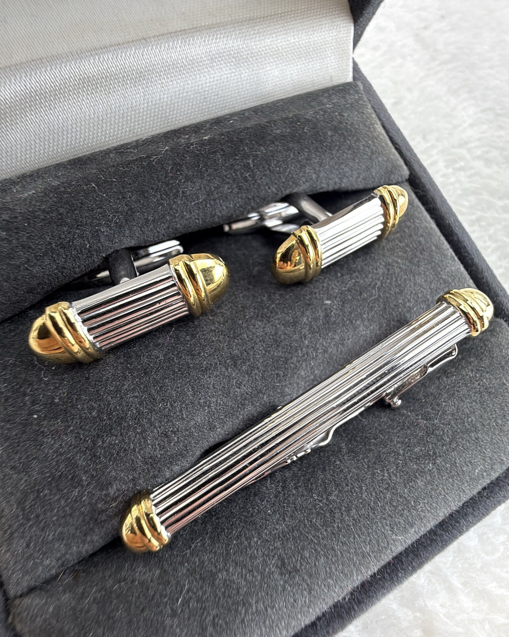 Vintage Christian Dior Cufflink Stainless Steel Silver Gold Made in Germany