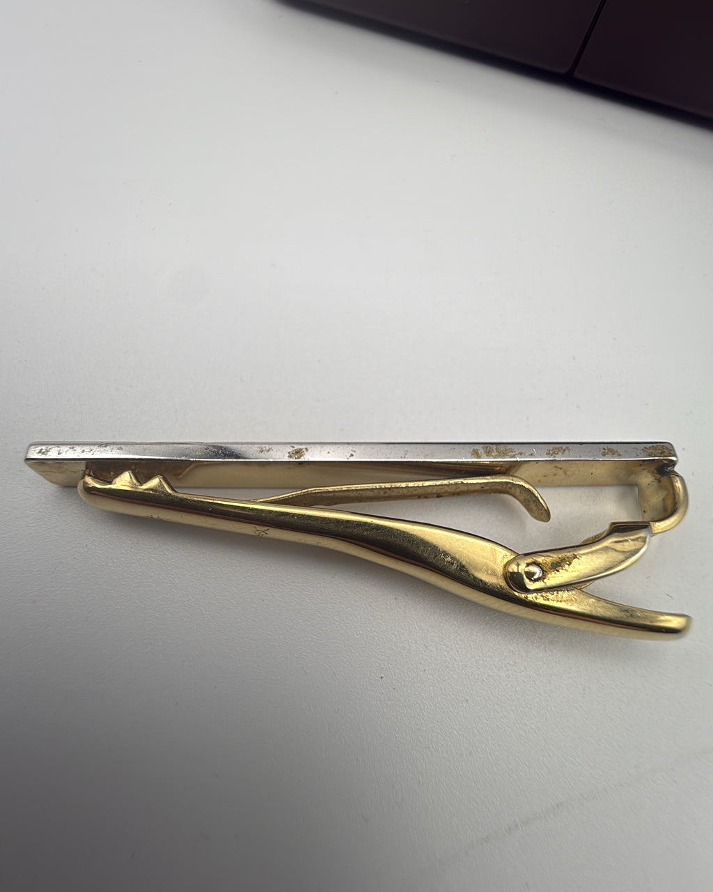 Vintage Yves Saint Laurent Tie Clip Steel Gold Silver