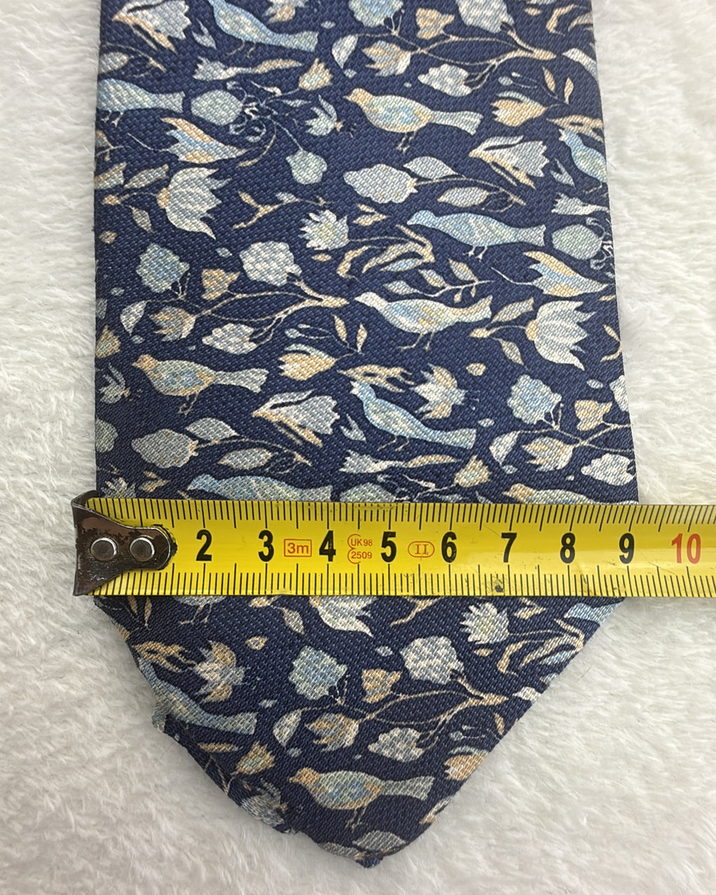 Salvatore Ferragamo Silk, Linen Tie Novelty/Motif Navy Necktie