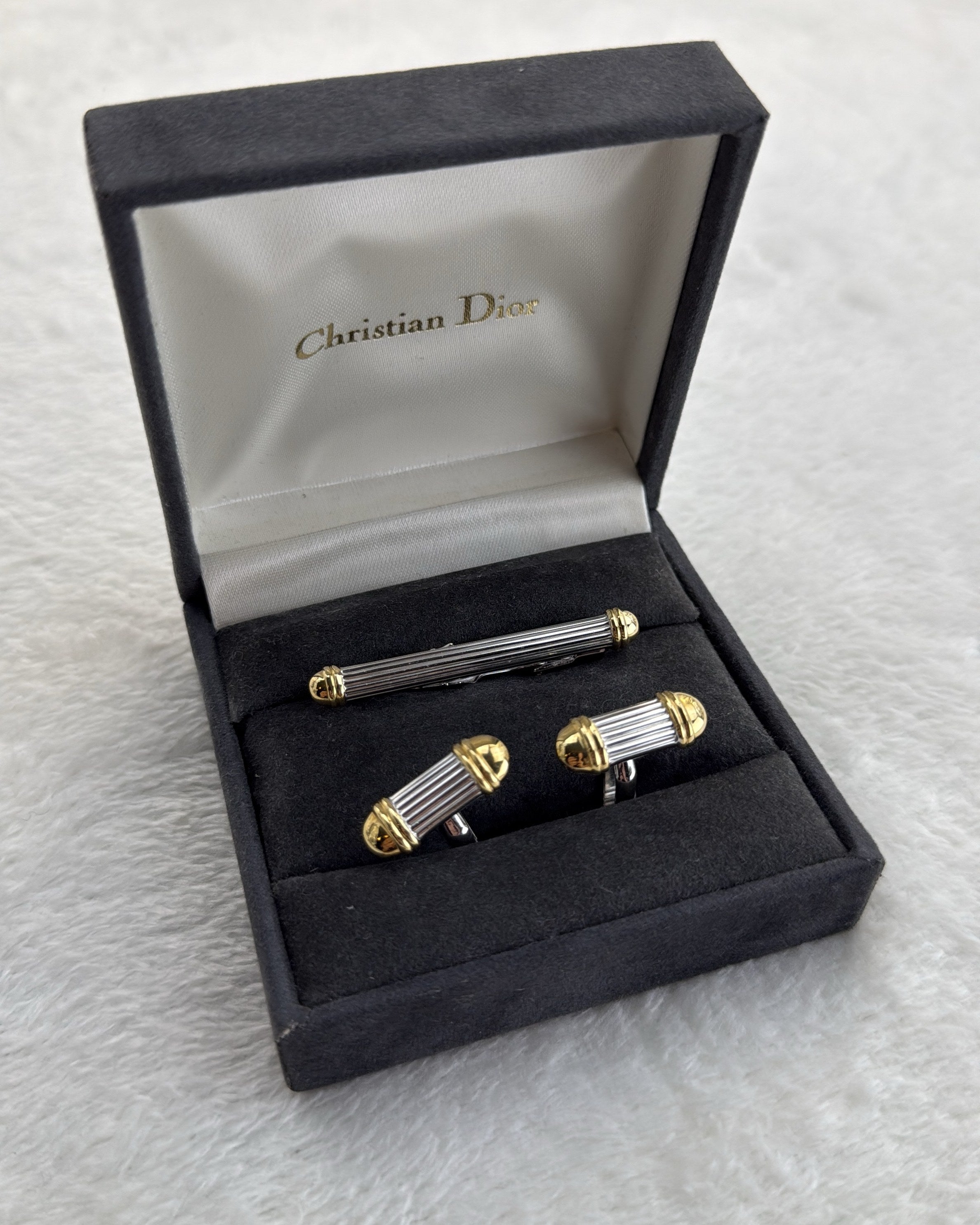 Vintage Christian Dior Cufflink Stainless Steel Silver Gold Made in Germany