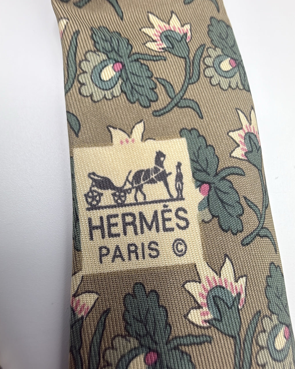 Vintage Hermès Paris Silk Tie Floral Green Multicolor Necktie