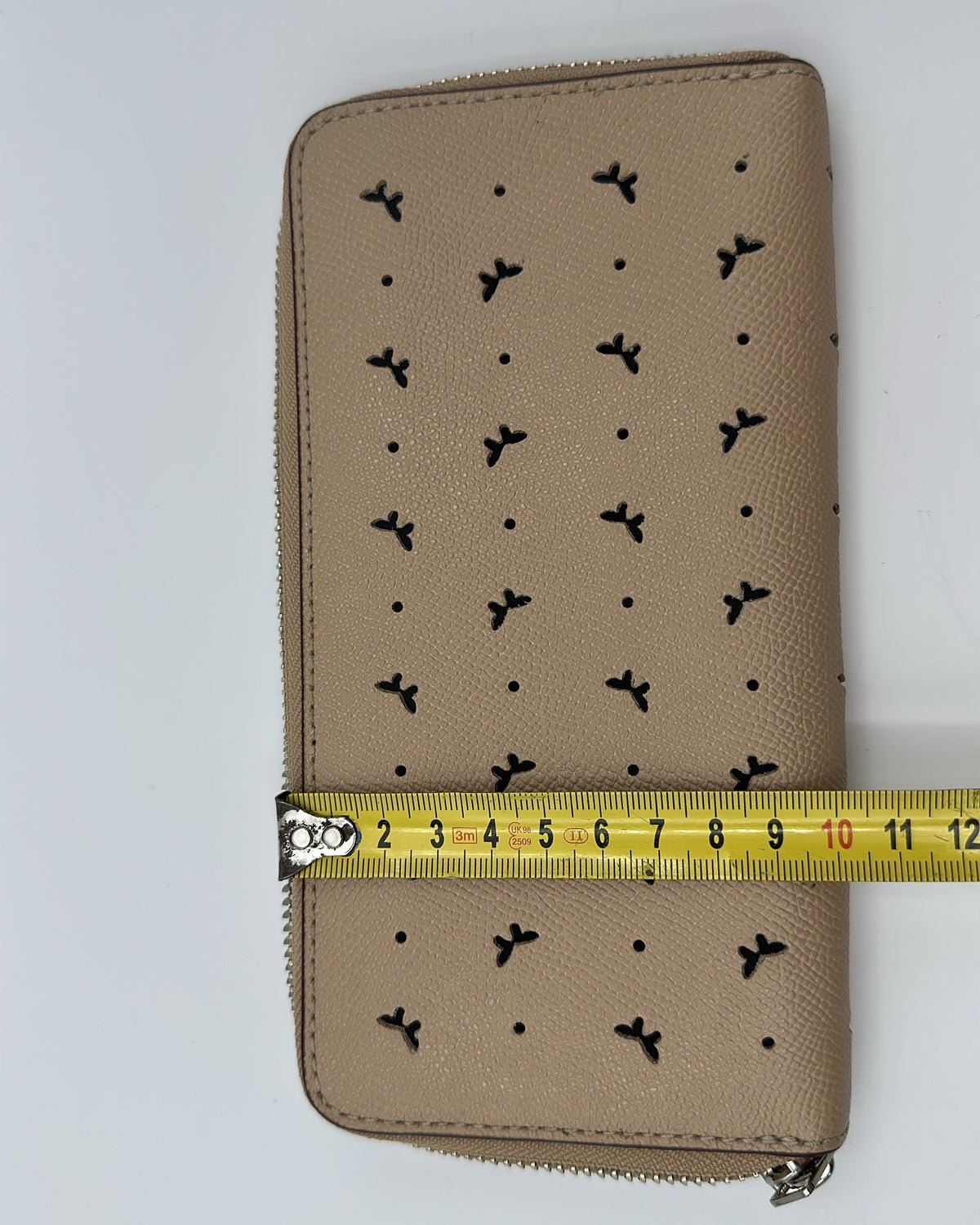 Coach Wallet Fabric Beige Black