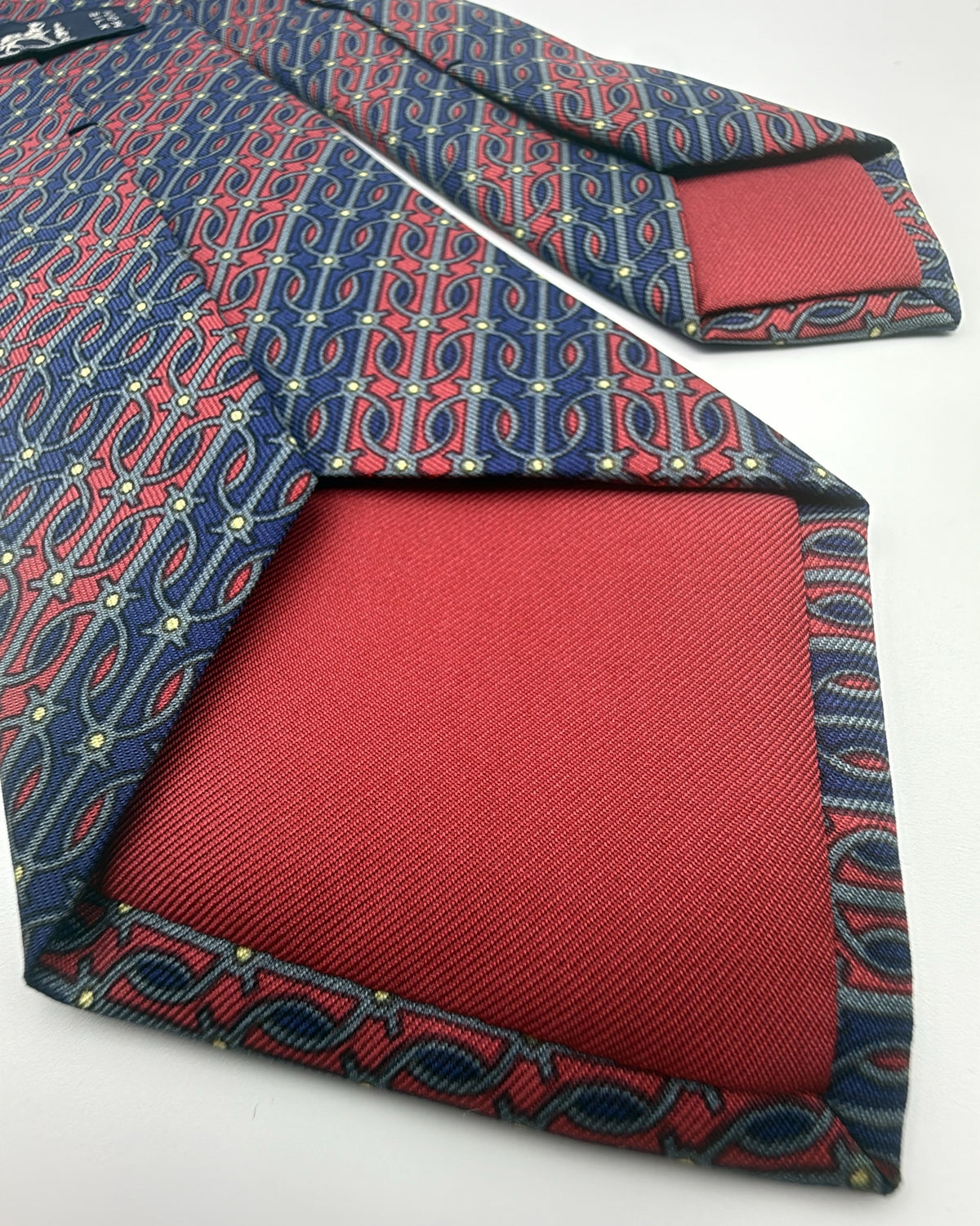 Hermès Paris Silk Tie Geometric Navy Red Necktie Made in France