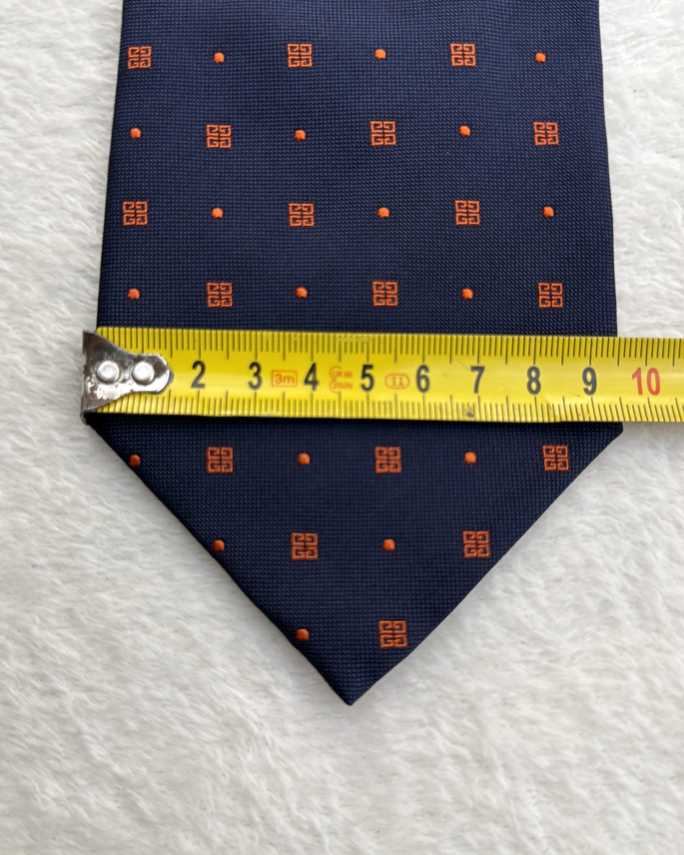 Givenchy Silk Tie Polka Dot/Dotted Navy Orange Necktie Made in Italy