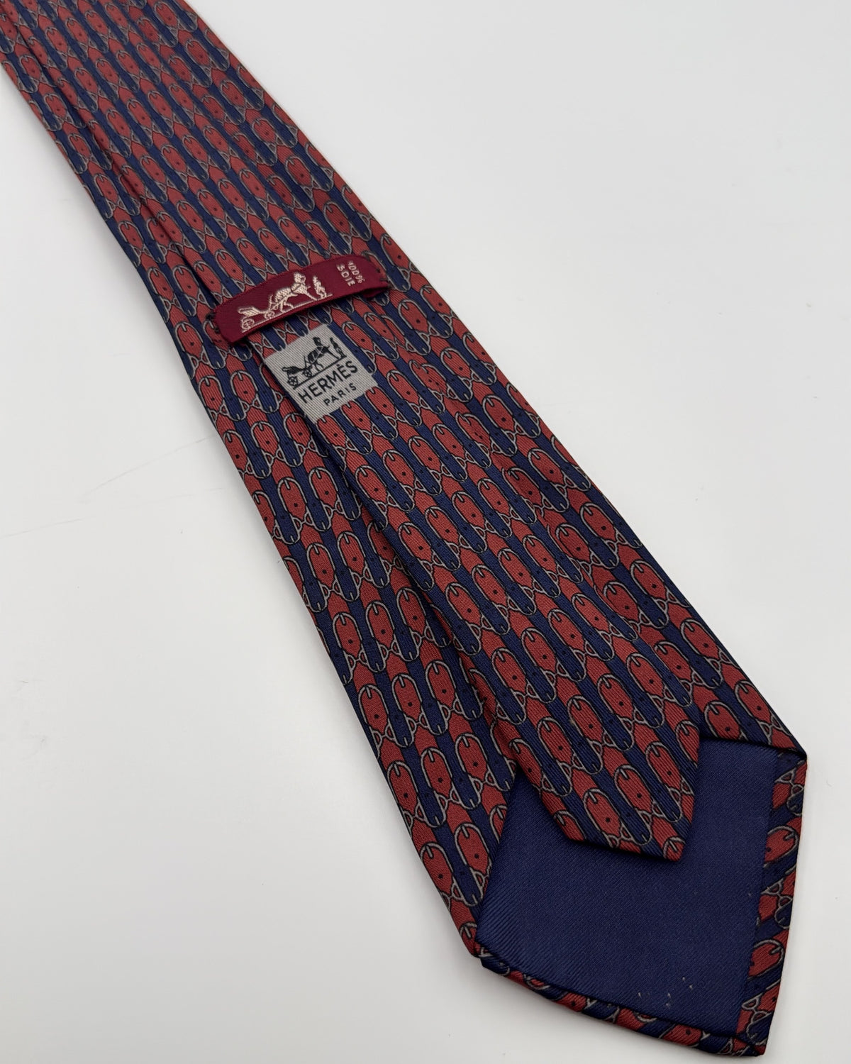Vintage Hermès Paris Silk Tie 720 FA Novelty/Motif Belts Navy Red Necktie