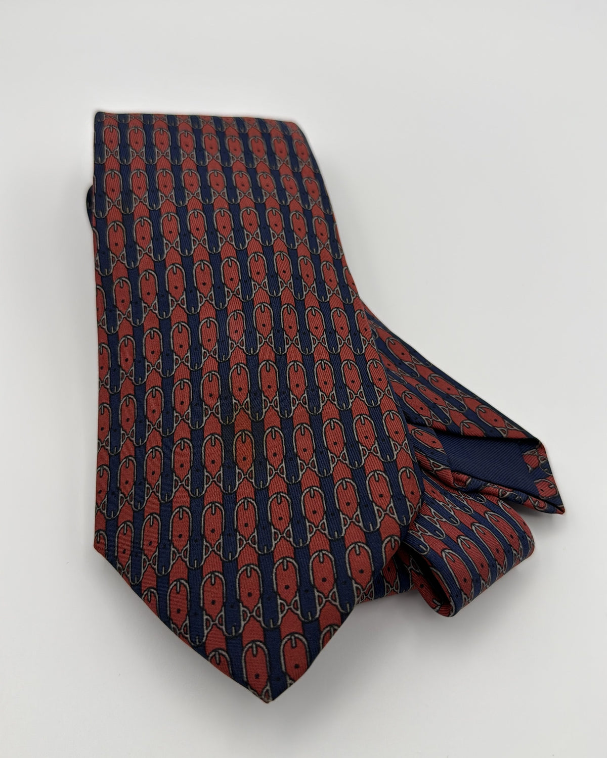 Vintage Hermès Paris Silk Tie 720 FA Novelty/Motif Belts Navy Red Necktie