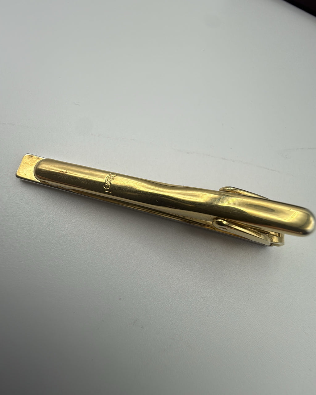 Vintage Yves Saint Laurent Tie Clip Steel Gold Silver