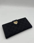 Vintage Gucci Wallet Fabric Black Gold Logo Monogram