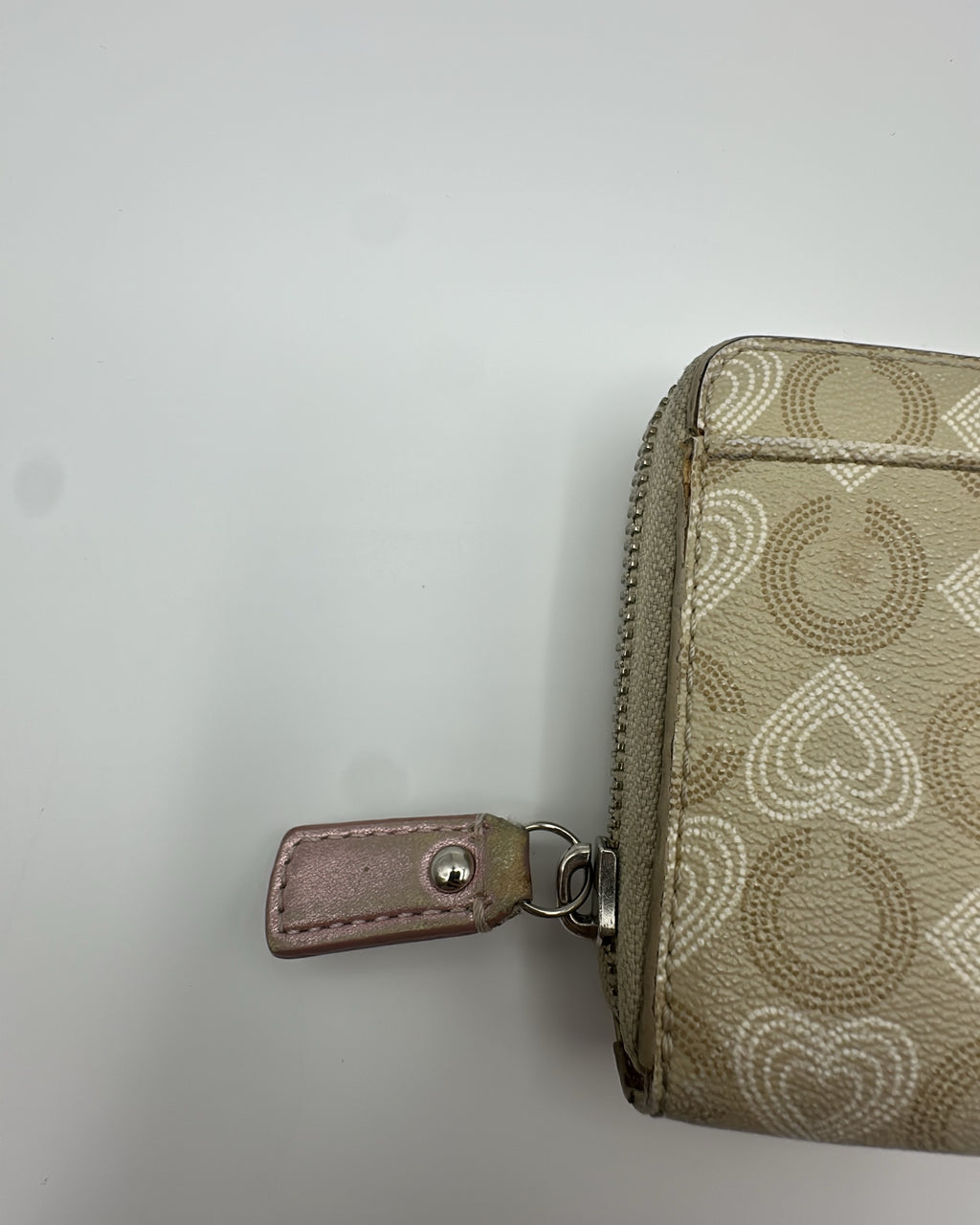 Vintage Coach Wallet Coated Canvas Beige Pink