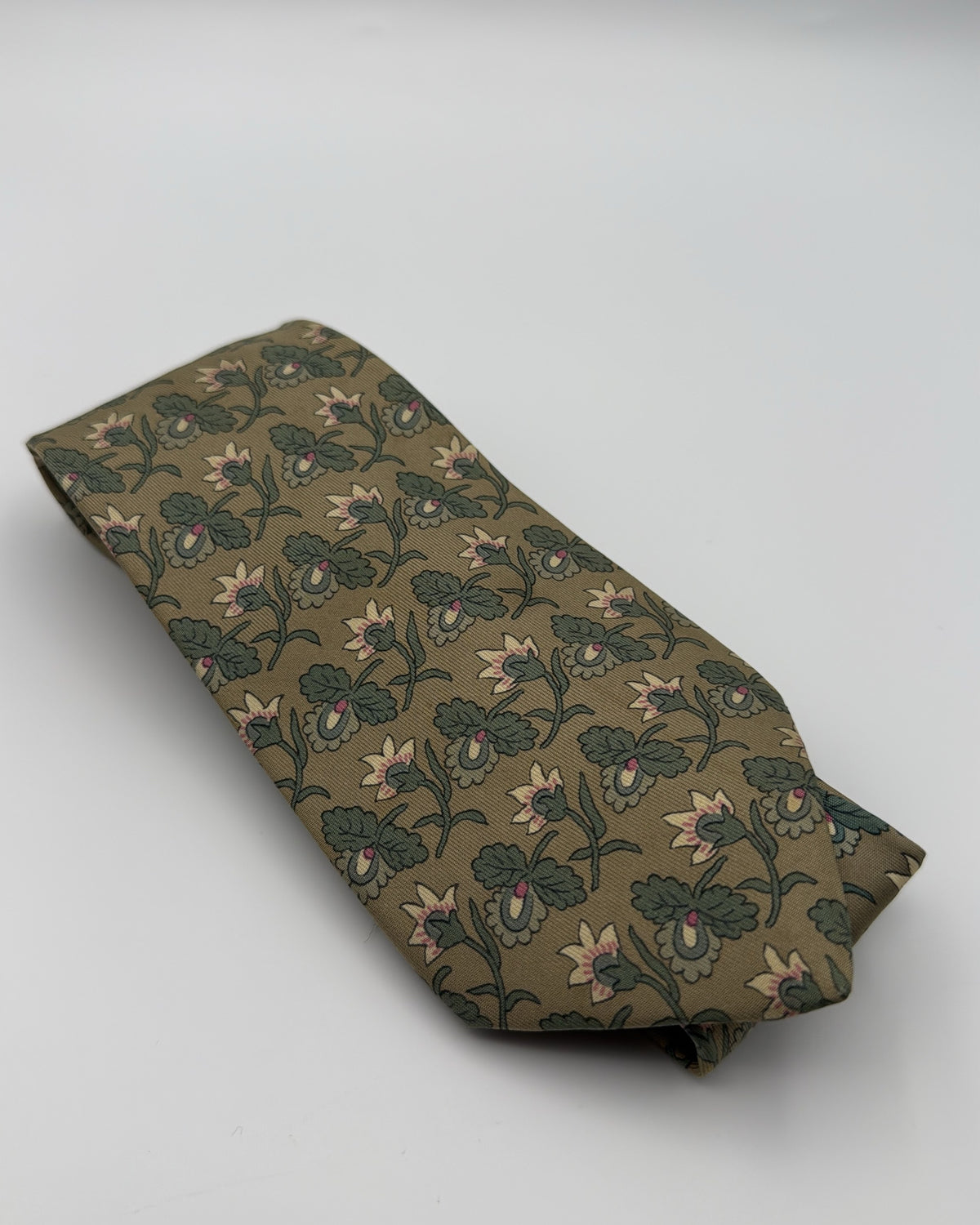 Vintage Hermès Paris Silk Tie Floral Green Multicolor Necktie