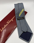 Salvatore Ferragamo Silk Tie Novelty/Motif Golf Blue Yellow Necktie