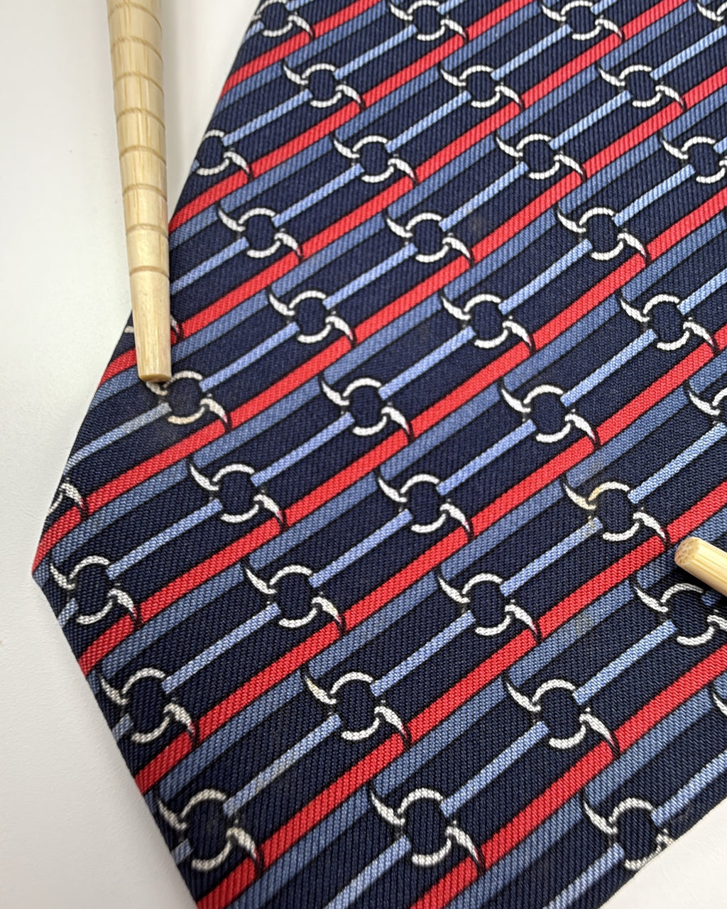 Vintage Hermès Paris Silk Tie Striped Navy Necktie