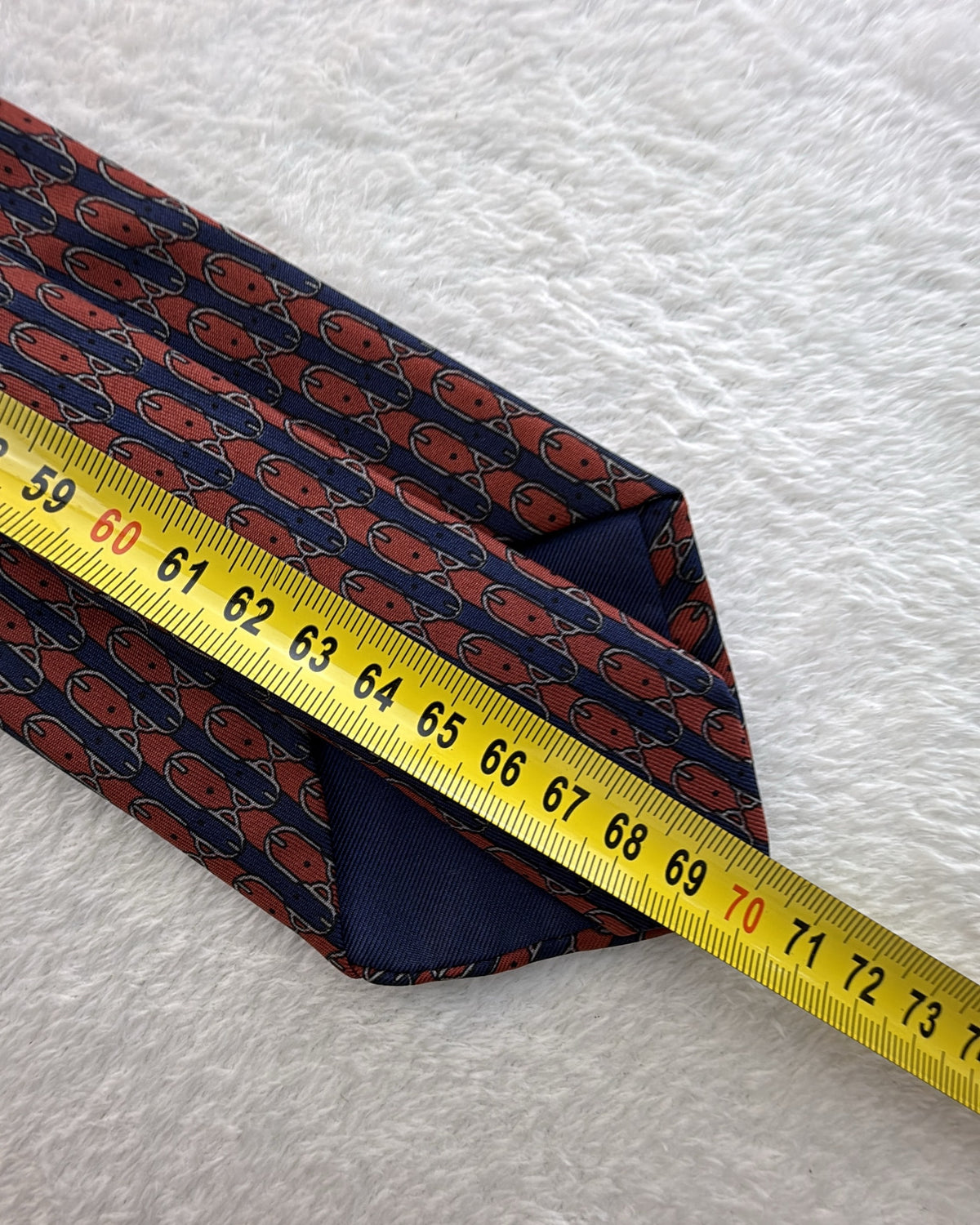 Vintage Hermès Paris Silk Tie 720 FA Novelty/Motif Belts Navy Red Necktie