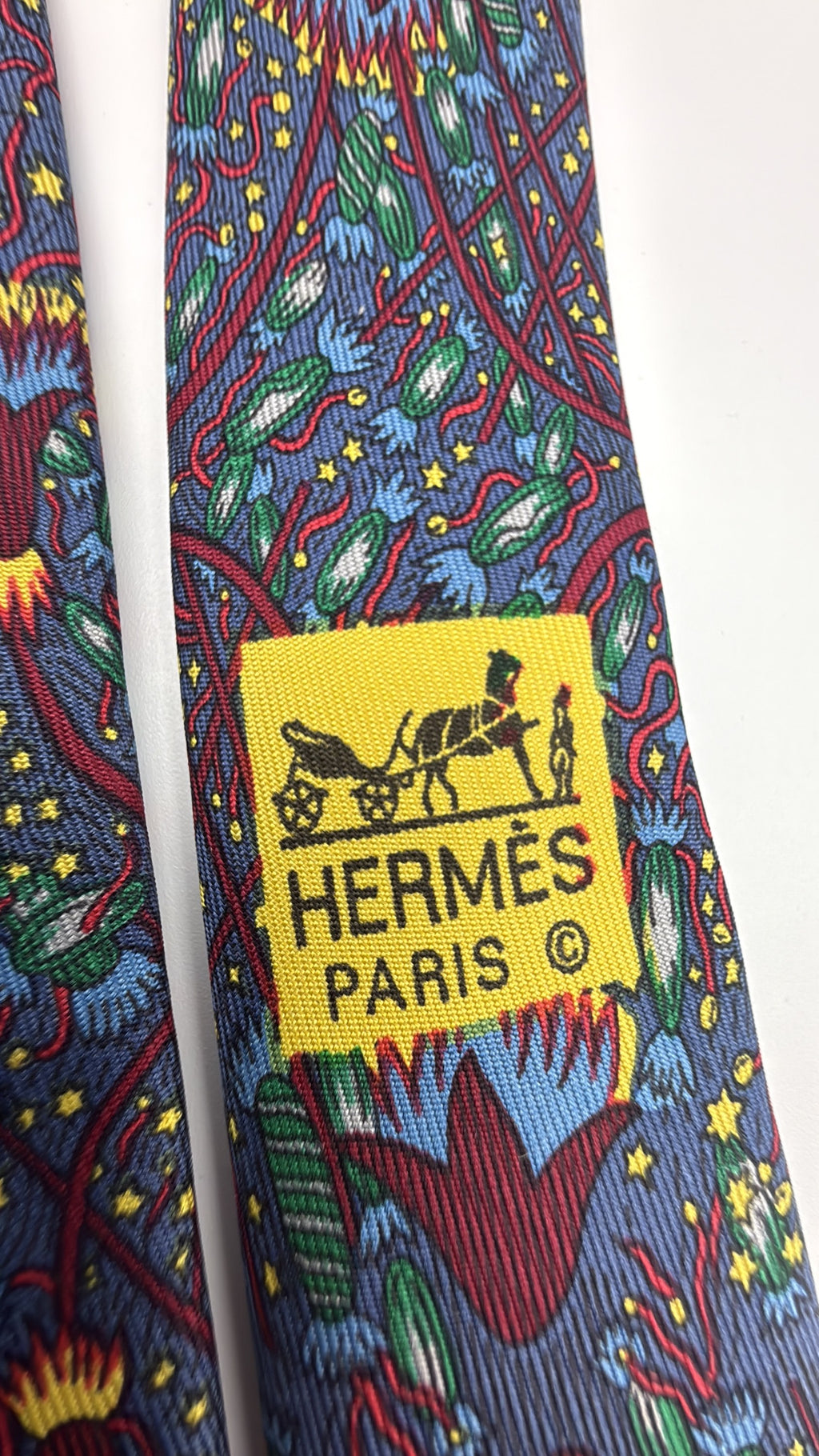 Hermès Paris Silk Tie 7048 TA Novelty/Motif Navy Multicolor Necktie