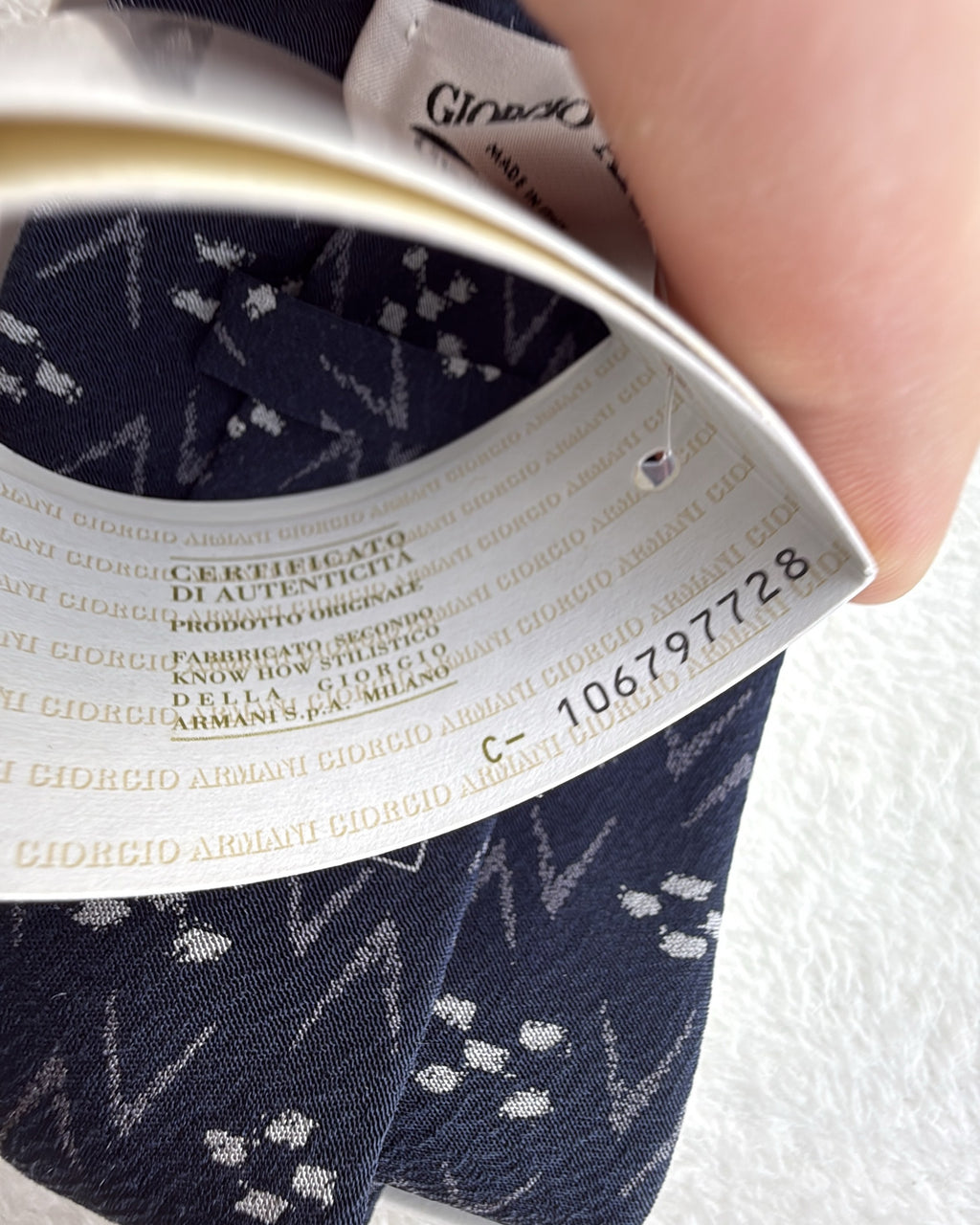 Giorgio Armani Silk Tie Abstract Navy Necktie
