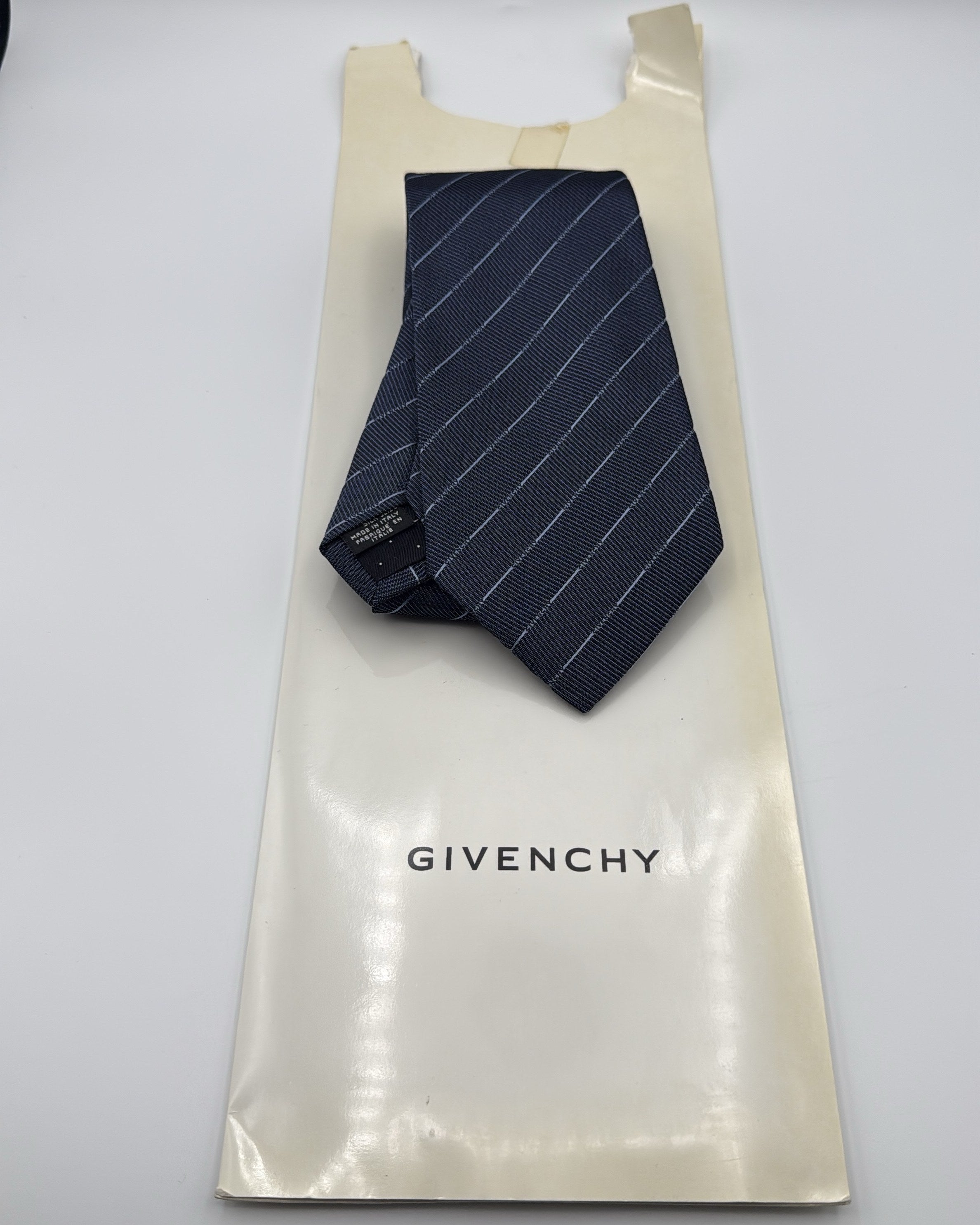 Givenchy Silk Tie Striped Givenchy Stripes Navy Blue Necktie Made in Italy