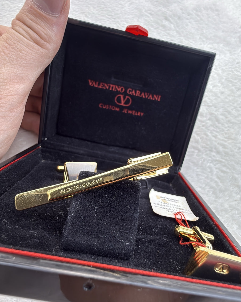 Vintage Valentino Garavani Cufflink Steel Gold Silver Made in Japan