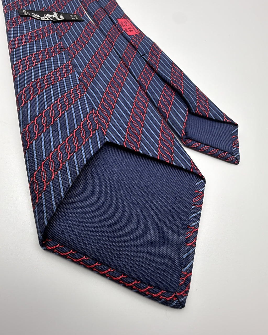 Hermès Paris Silk Tie Geometric Navy Necktie