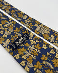Vintage Hermès Paris Silk Tie 7406 PA Floral Navy Gold Necktie Made in France