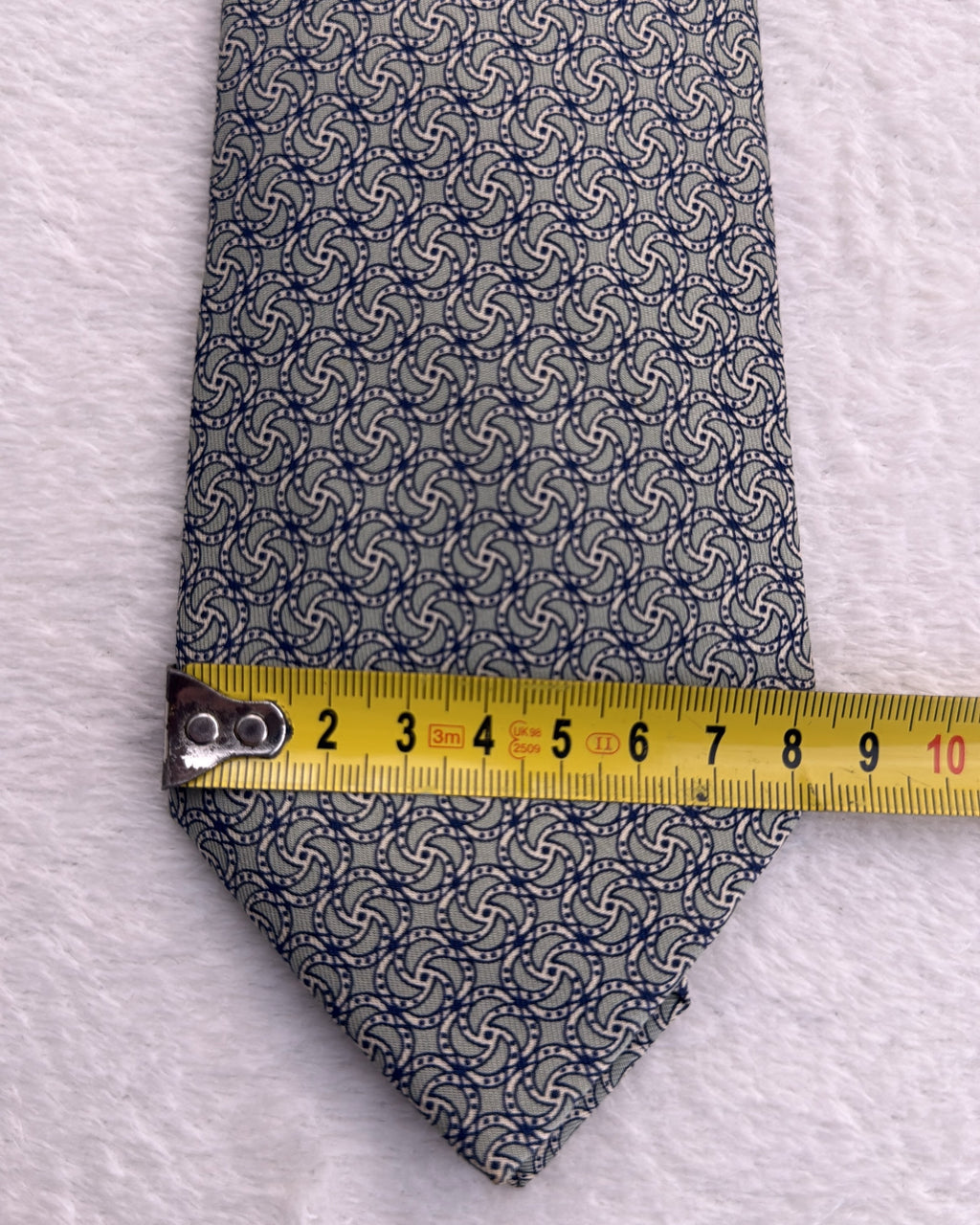 Hermès Paris Silk Tie 7349 PA Abstract Green Grey Necktie Made in France