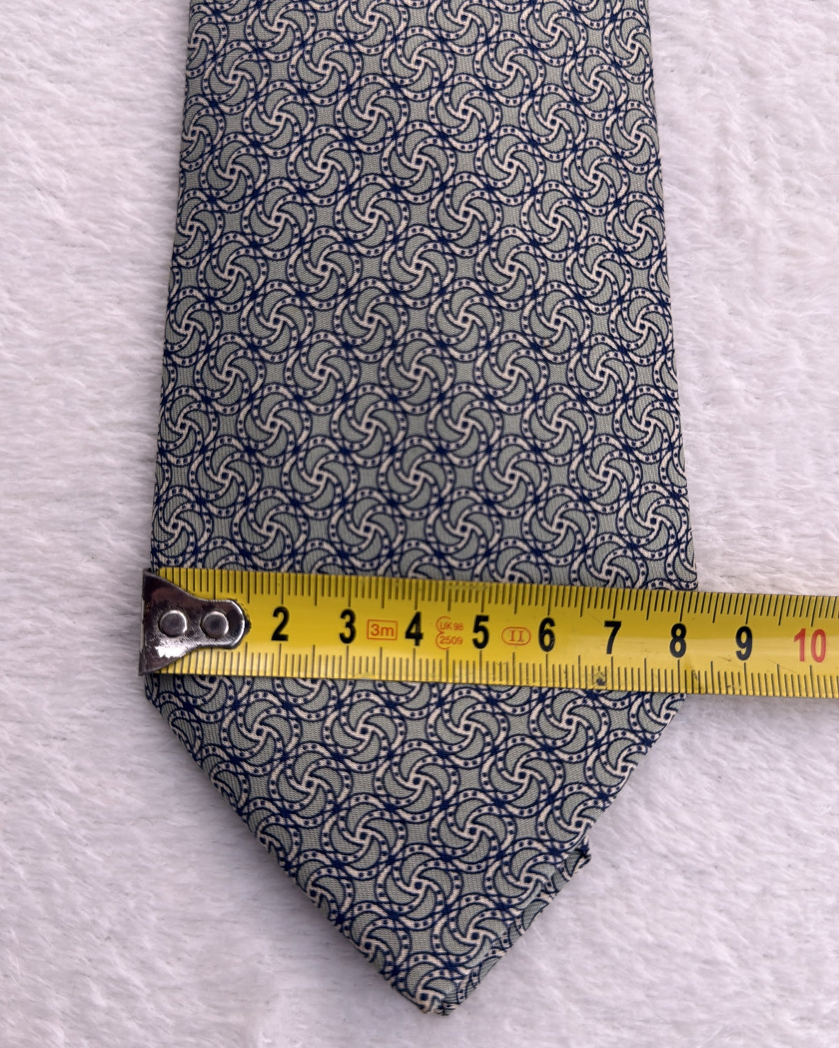 Hermès Paris Silk Tie 7349 PA Abstract Green Grey Necktie Made in France