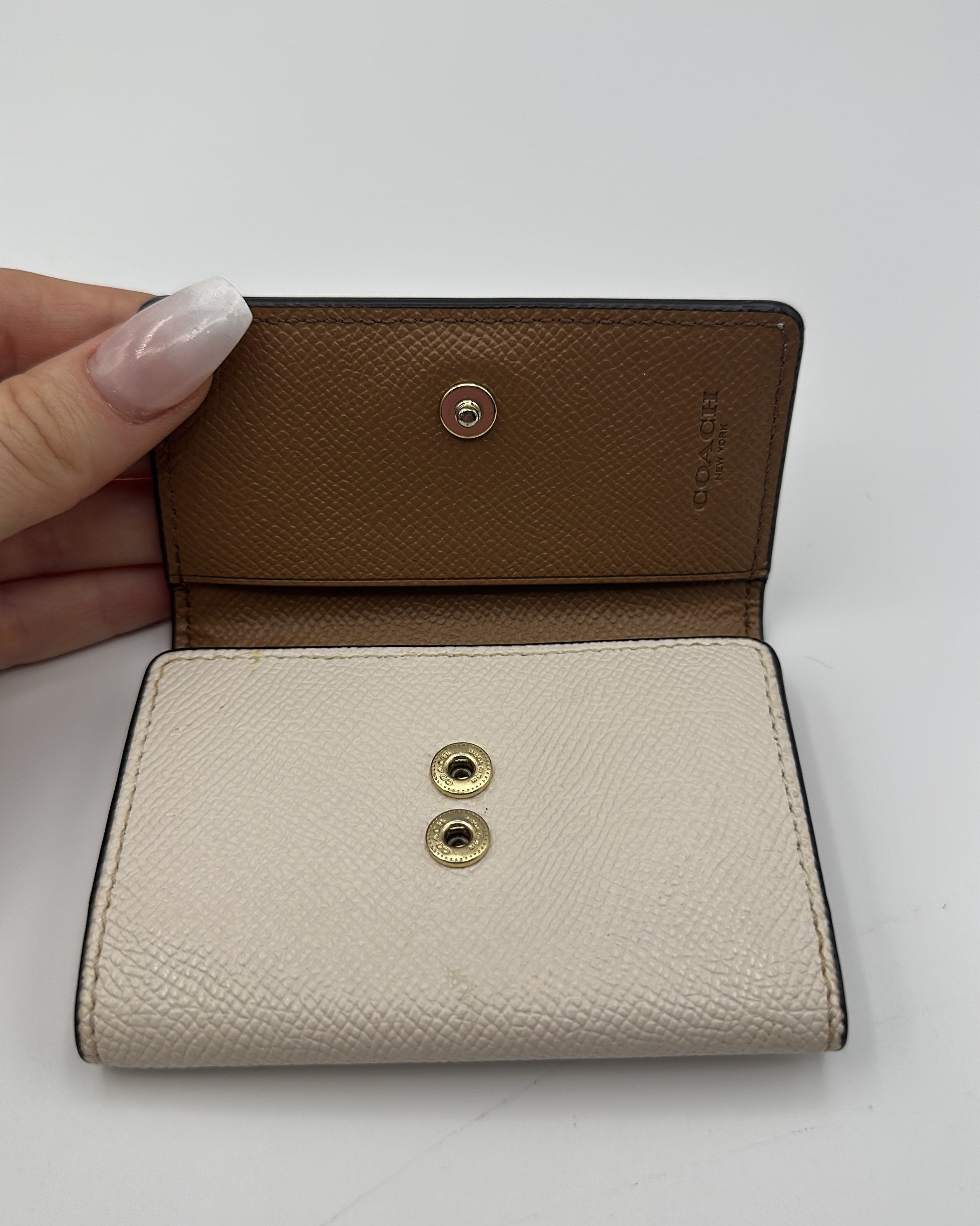 Coach Wallet Fabric Beige Brown Plain