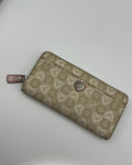 Vintage Coach Wallet Coated Canvas Beige Pink