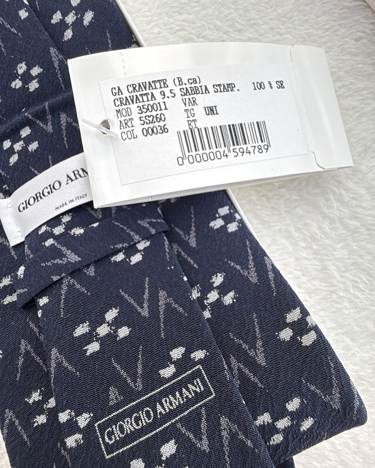 Giorgio Armani Silk Tie Abstract Navy Necktie