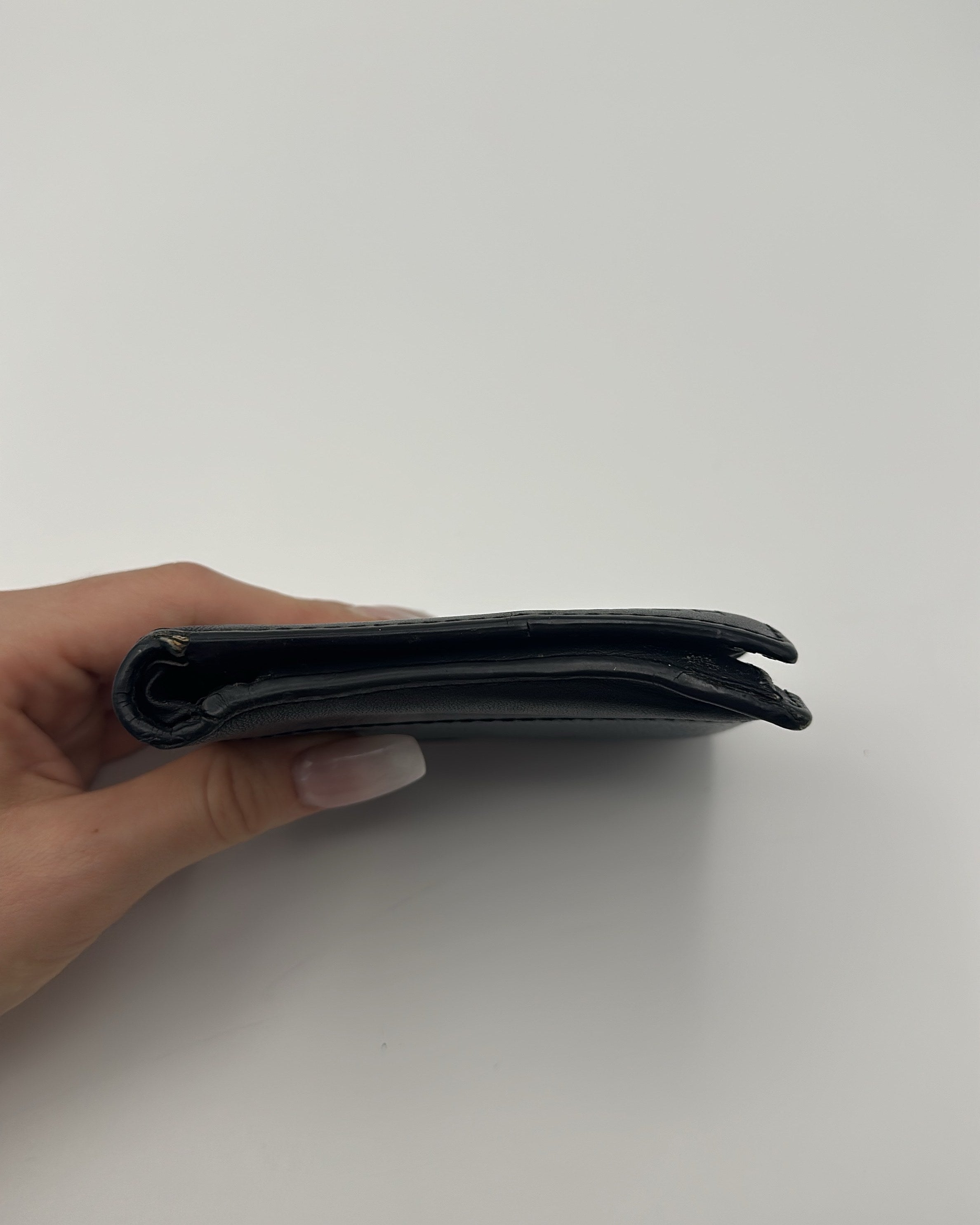 Vintage Coach Wallet Leather Navy Black