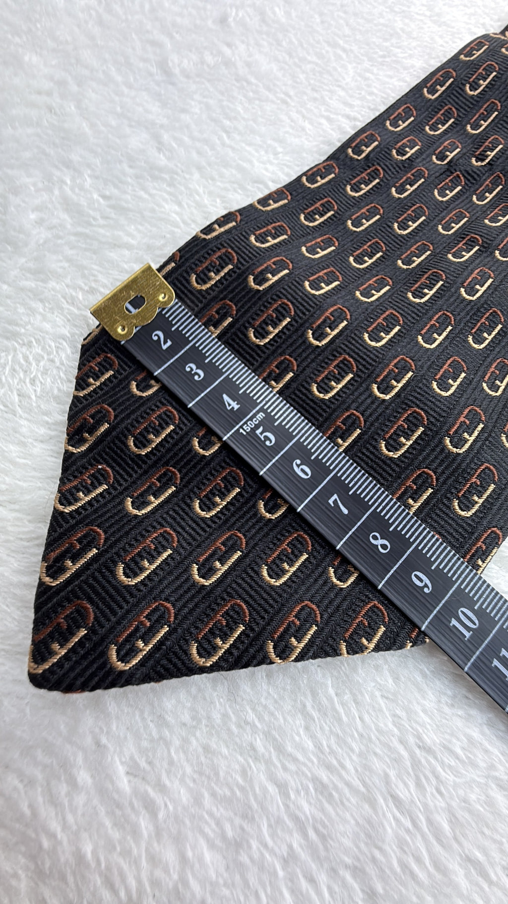 Fendi Tie Fendi Ff Logo Black Brown Necktie Made in Italy