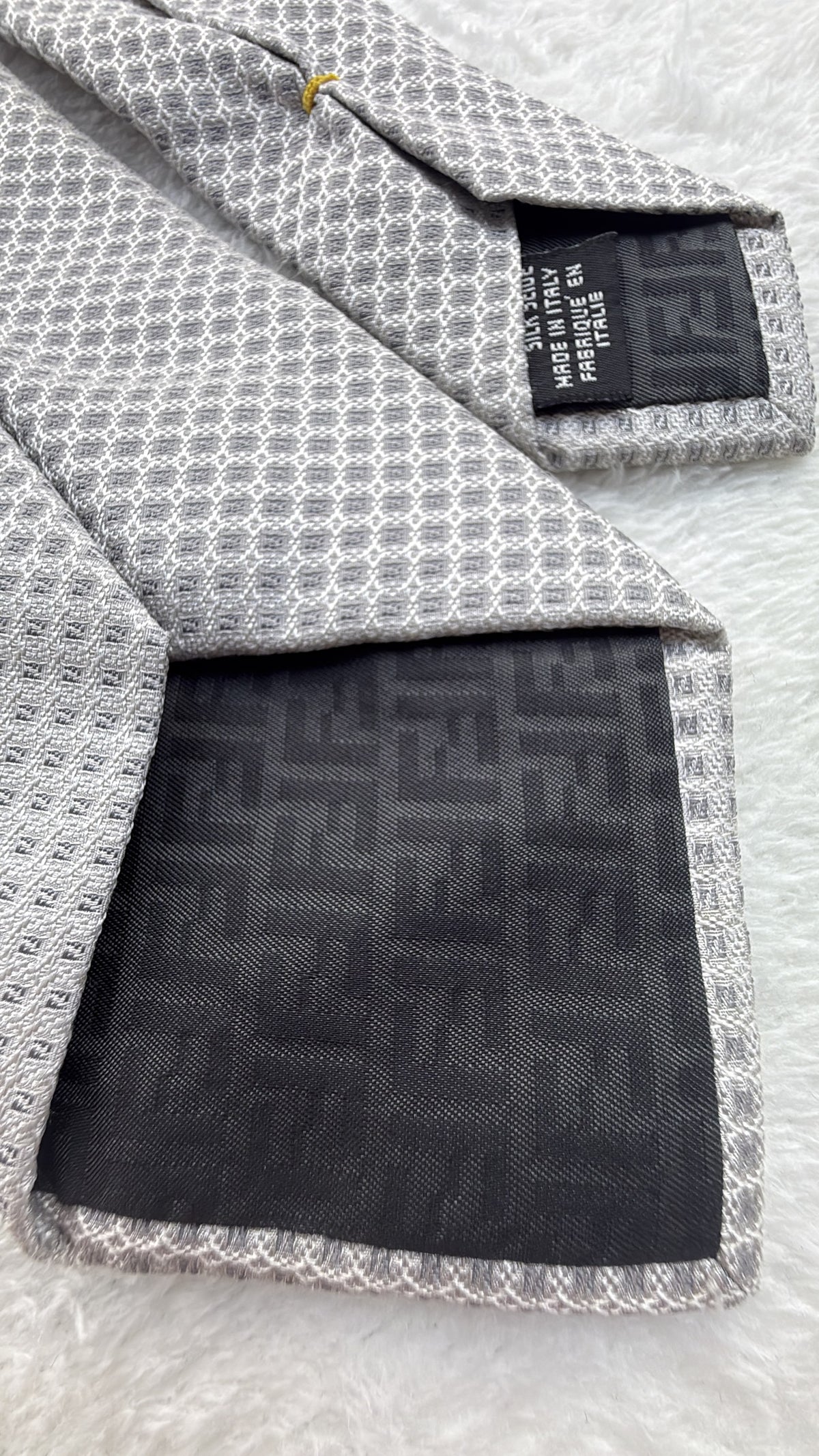 Fendi Silk Tie Fendi Ff Logo Grey Black Necktie Made in Italy