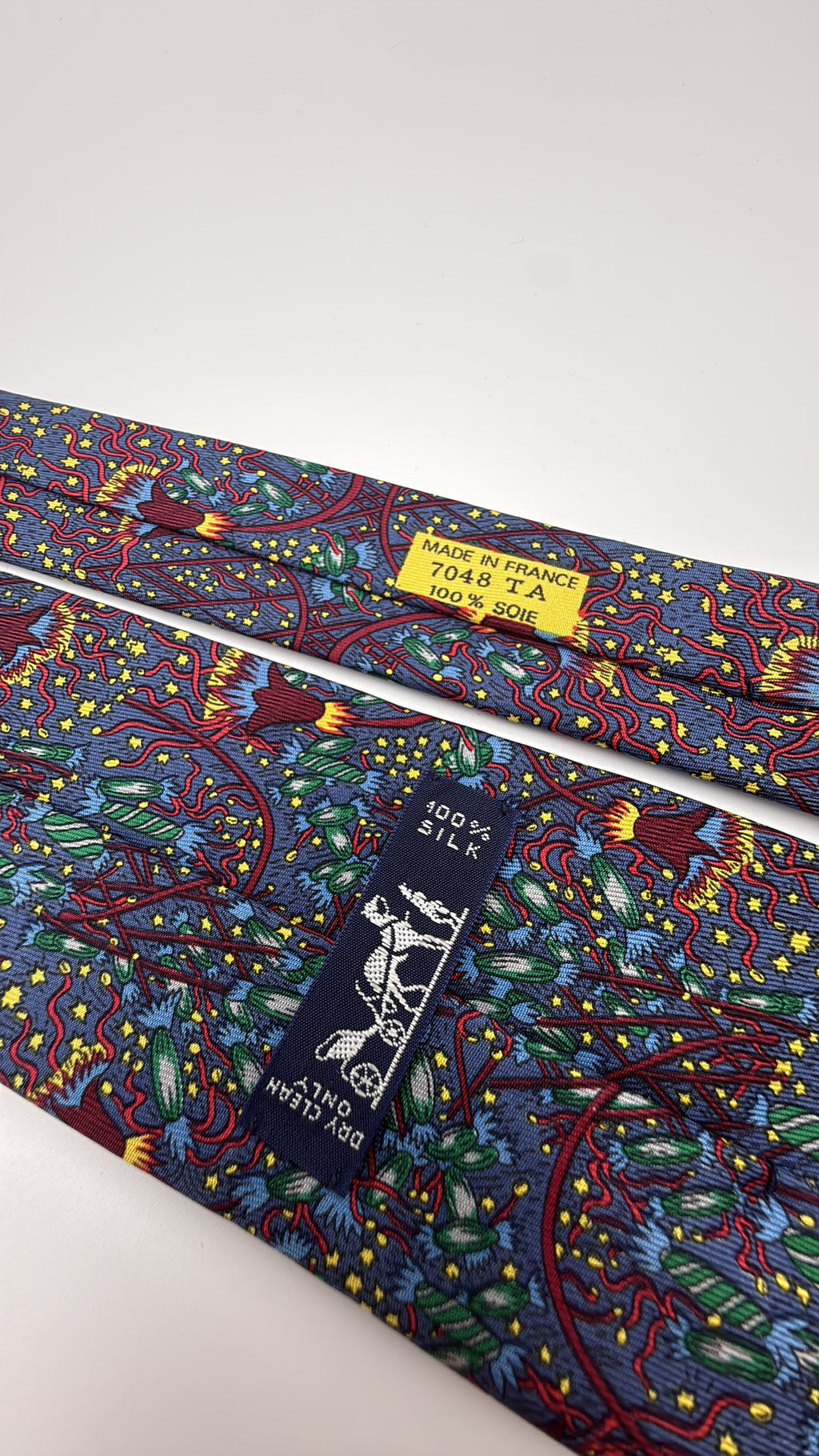 Hermès Paris Silk Tie 7048 TA Novelty/Motif Navy Multicolor Necktie