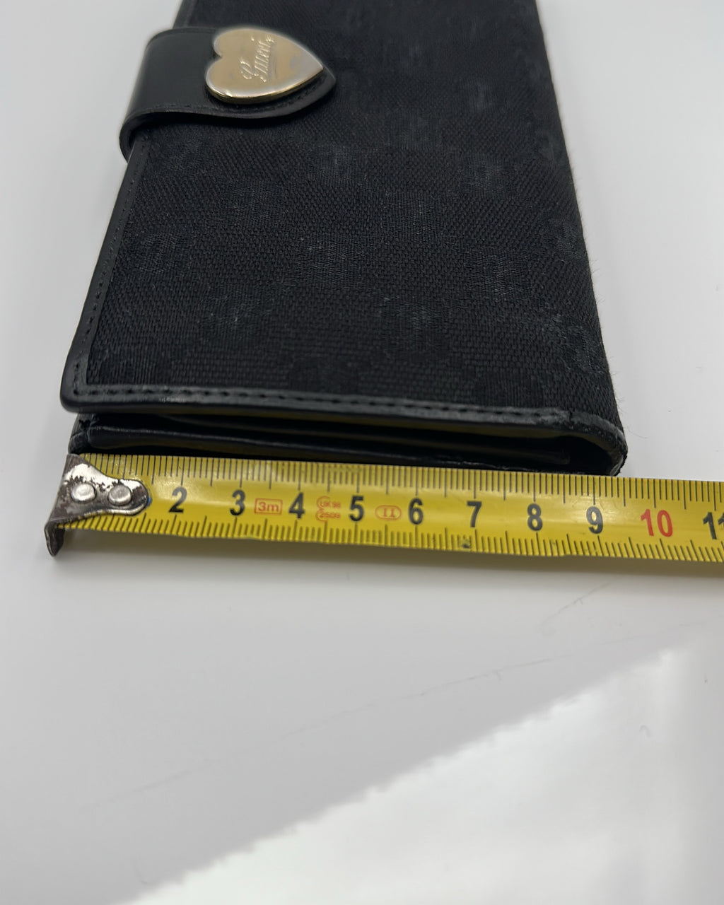 Vintage Gucci Wallet Fabric Black Gold Logo Monogram