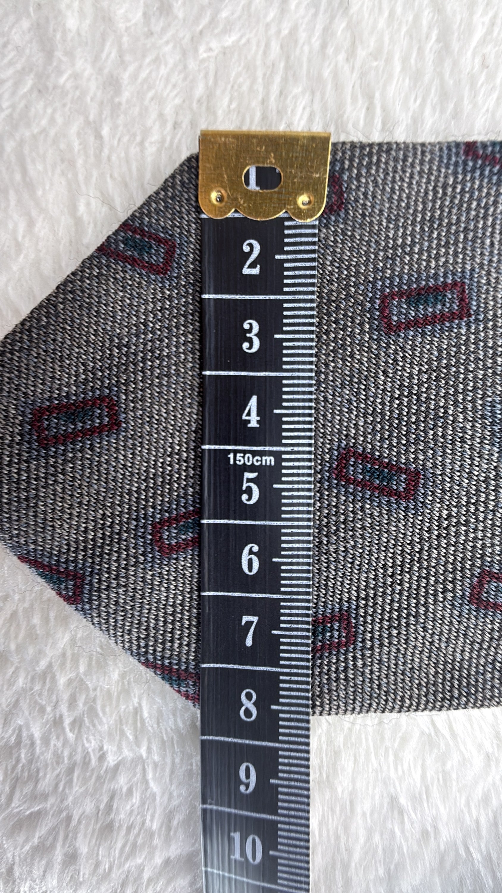 Vintage Christian Dior Silk, Wool Tie V-TK-03 Geometric Grey Burgundy Necktie